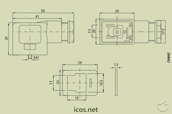 Dimensions of the DIN 43650 Connector
