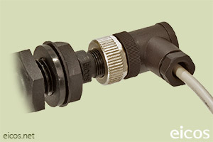Click to enlarge the image of Mounting of the 90° M12 female connector with Eicos sensor Mounting of the 90° M12 female connector with Eicos sensor