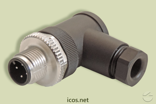 90° M12 male connector of 4 contacts
