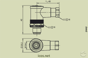 Click to enlarge the image of Dimensions of the M12 male Connector Dimensions of the M12 male Connector