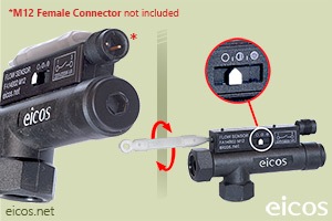 Click to enlarge the image of Sensitivity adjust of the Eicos flow switch FA14B06-M12 Sensitivity adjust of the Eicos flow switch FA14B06-M12