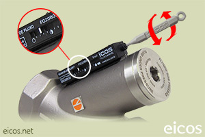 Click to enlarge the image of Sensitivity adjust of the Eicos flow switch FG20B04 Sensitivity adjust of the Eicos flow switch FG20B04