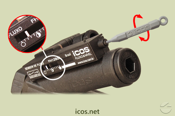 Sensitivity adjustment of the Eicos flow switch FH12B02