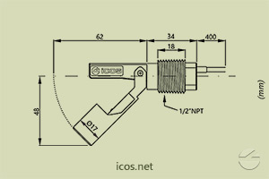 Click to enlarge the image of Dimensions of the level switch LA22N-40 Dimensions of the level switch LA22N-40