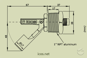 Click to enlarge the image of Dimensions of the level switch LA31N-M12 Dimensions of the level switch LA31N-M12