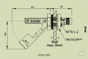 Click to enlarge the image of Dimensions of the level switch LA36-M12 Dimensions of the level switch LA36-M12