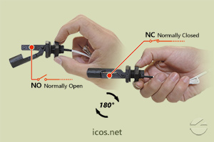 NO or NC operation of lateral level switch