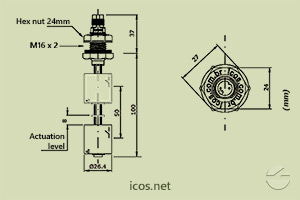 Click to enlarge the image of Dimensions of the level switch LD362-M12 Dimensions of the level switch LD362-M12