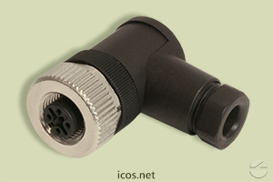 Click to enlarge the image of M12 90° female Connector of 4 contacts without cable M12 90° female Connector of 4 contacts without cable