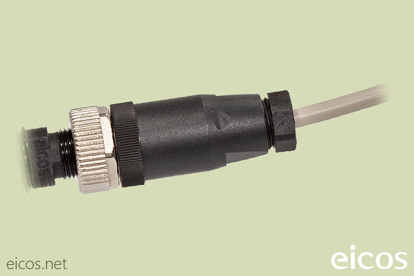 Mounting of the straight M12 female connector with Eicos sensor