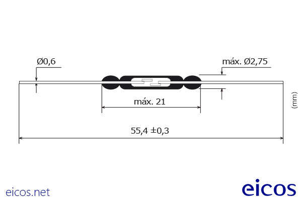 Dimensions of Reed Switch SPST